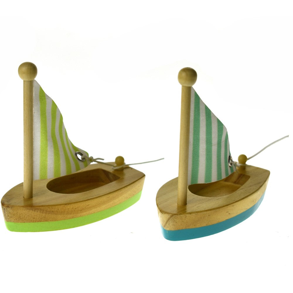 Set of 4 Wooden Sailboat Bath Toys