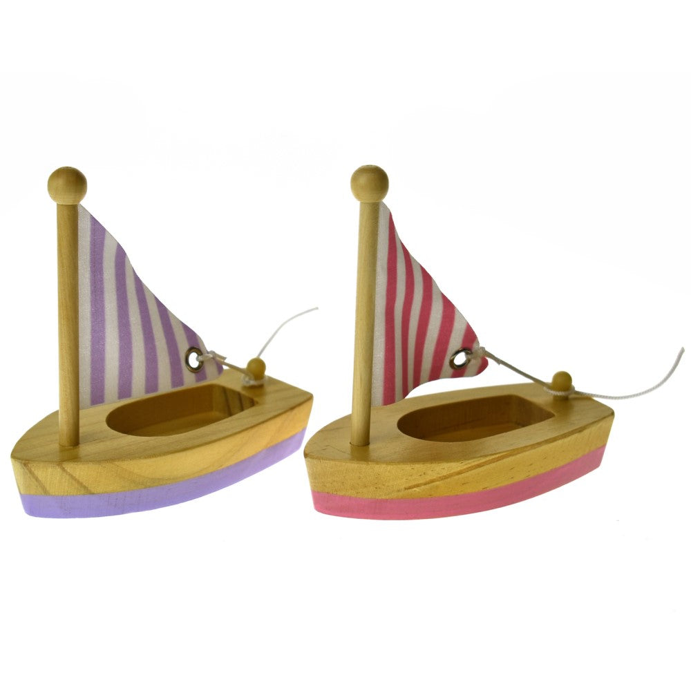 Set of 4 Wooden Sailboat Bath Toys