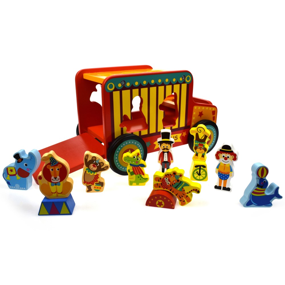 Toddlers Wooden Shape Sorter Circus Truck