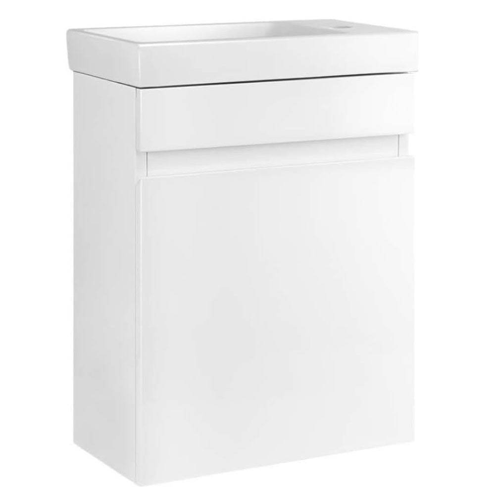 Slim Bathroom Vanity Cabinet with Basin Bowl (White)