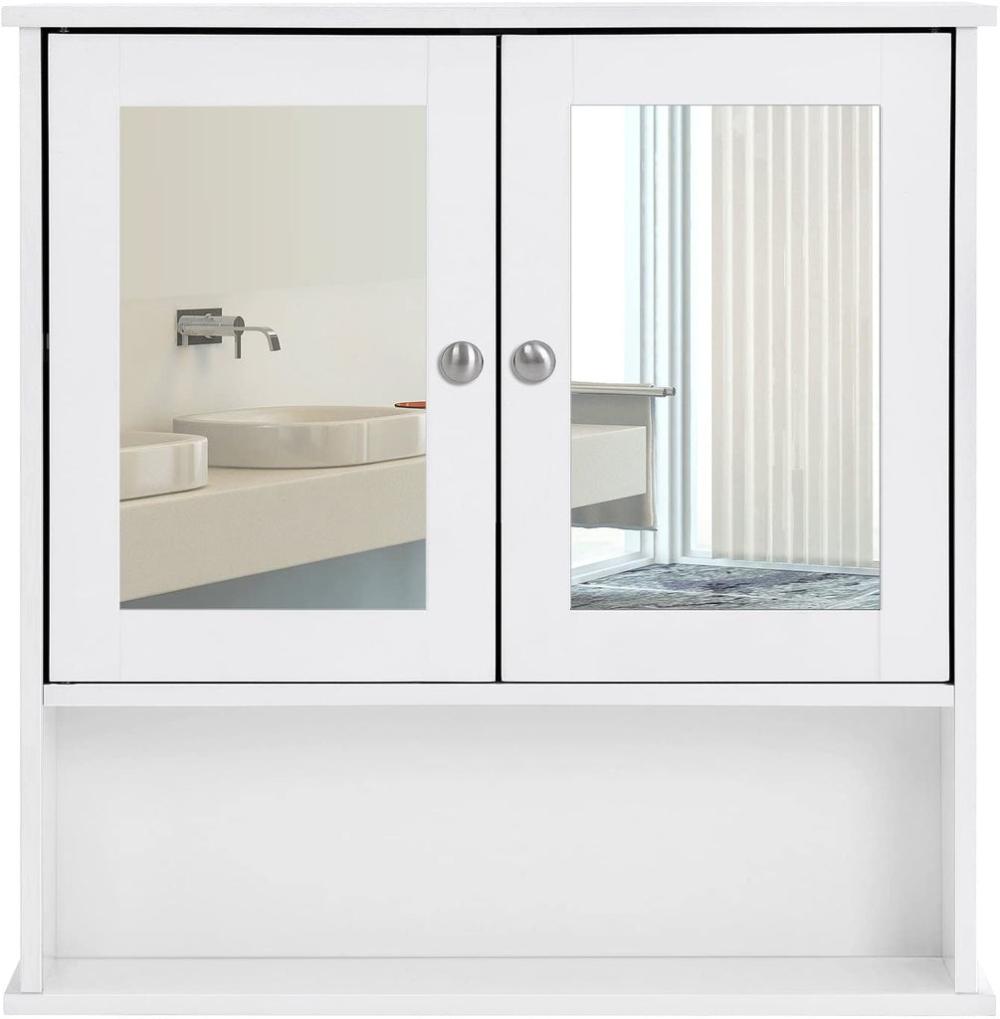 Durable Wall Cabinet with 2 Mirror Doors