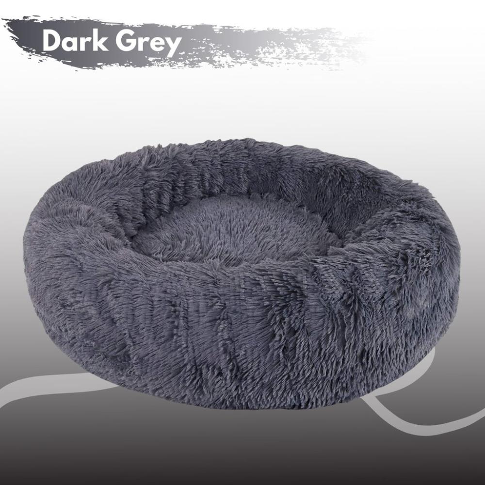 Smooth Plush Round Pet Bed XL 100cms (Dark Grey)