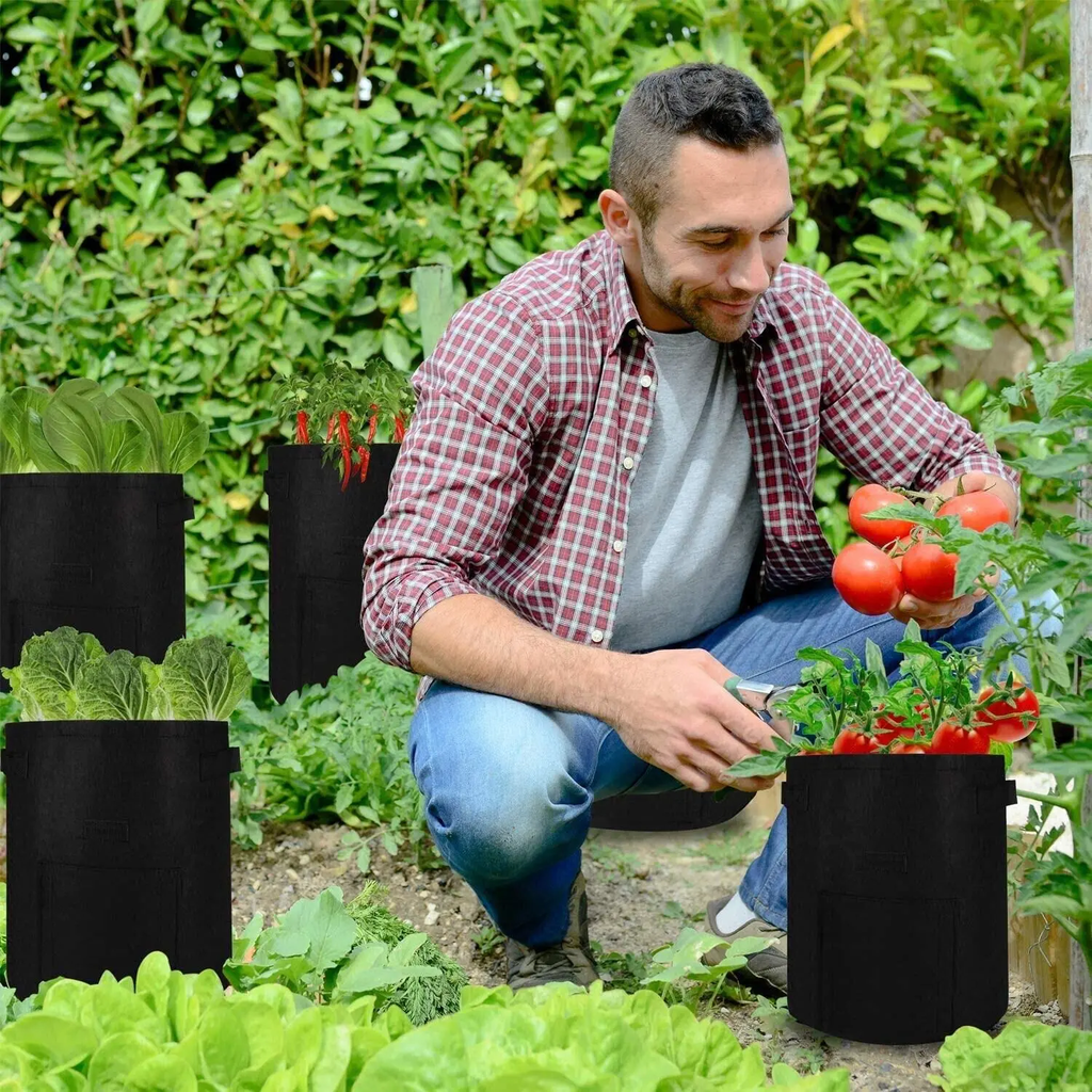 7 Gallon Plant Grow Bags with Window Flap (Black) - Pack of 5