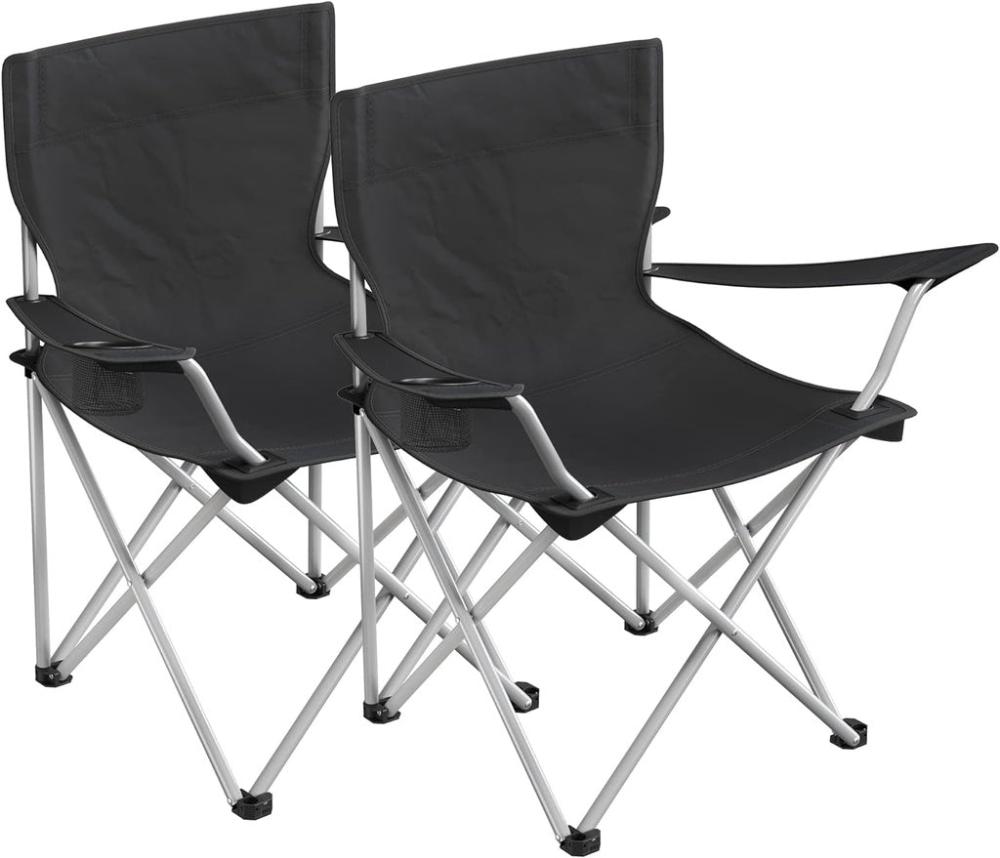 Folding Camping Outdoor Chairs with Armrests - Set of 2