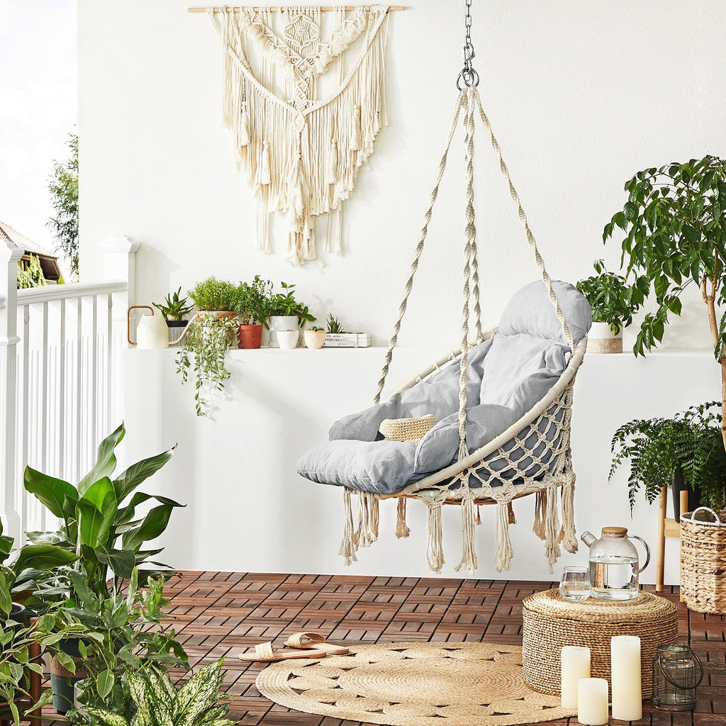 Hammock Hanging Chair with Cushion - Grey