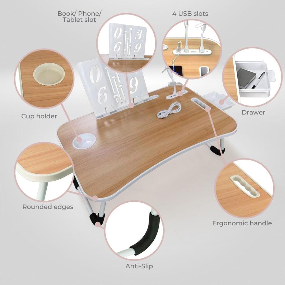 Multifunctional Portable Laptop Desk with USB Charge Port