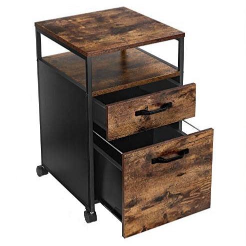 2 Drawer File Cabinet with Open Compartments and Wheels