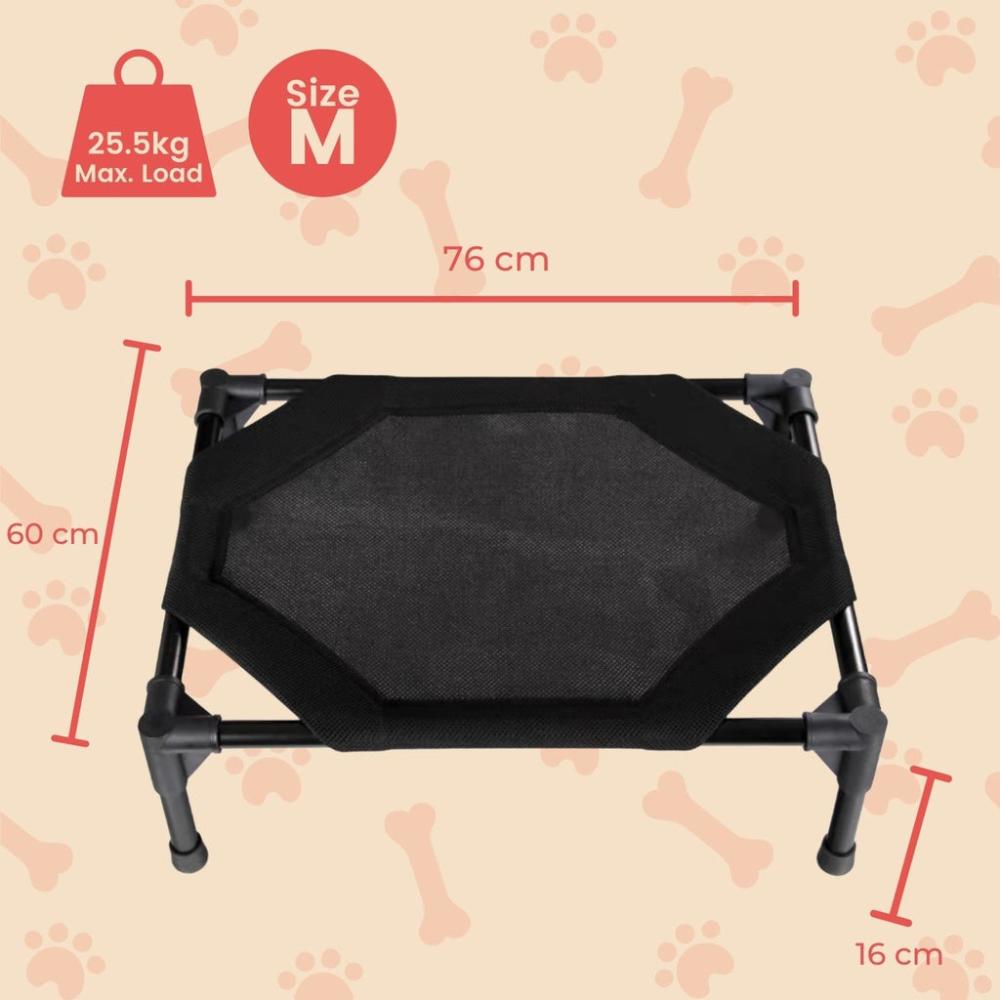 Luxurious Elevated Pet Bed (Medium - Black)