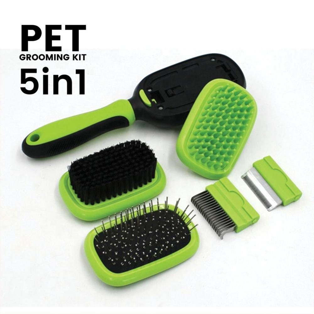 Ergonomic 5 in 1 Pet Grooming Set