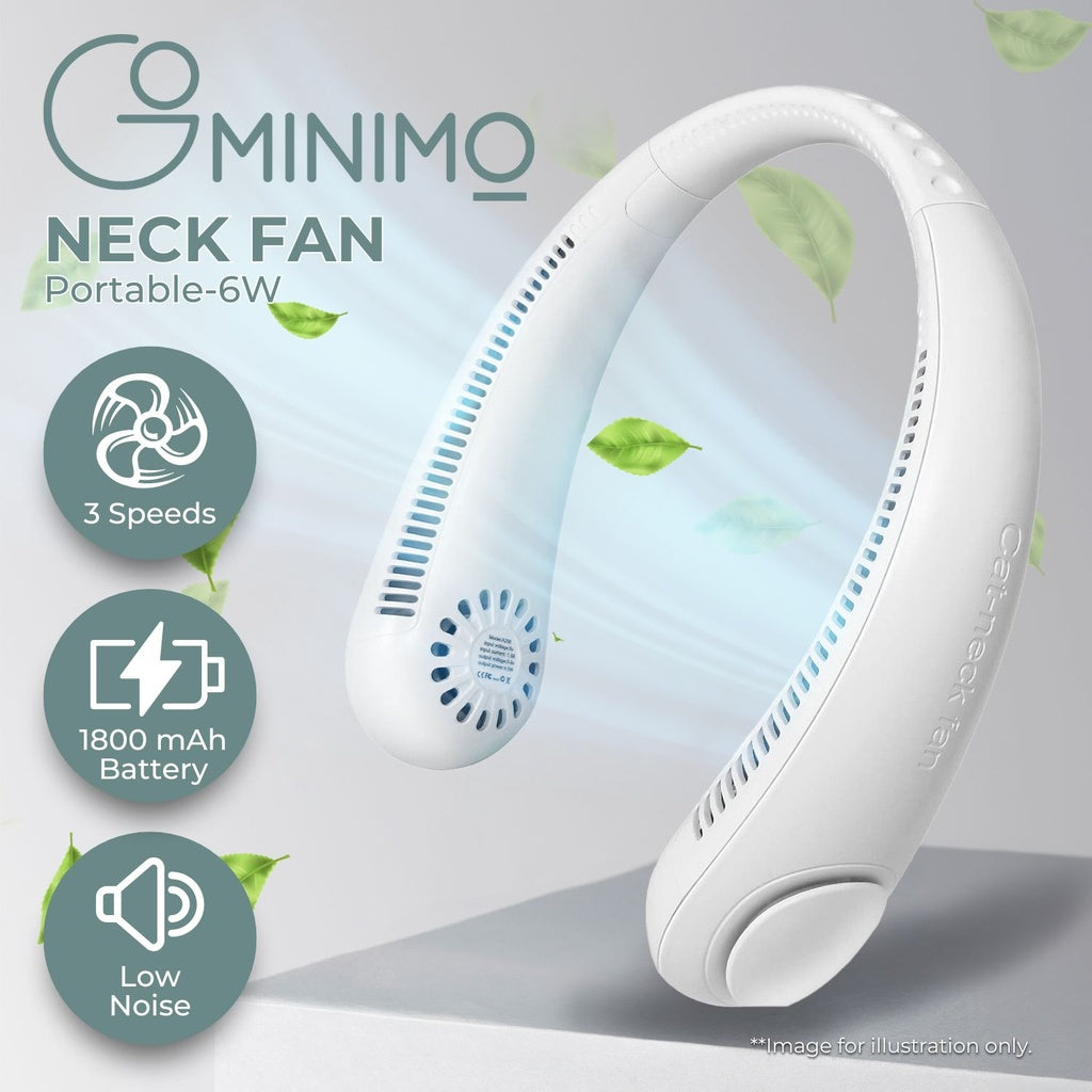 Rechargeable Portable Bladeless Neck Fan with 3 Speeds (White)