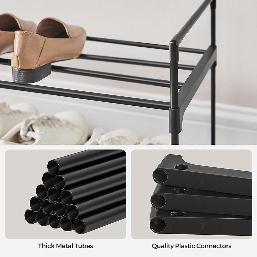 2 Tier Metal Shoe Rack for 10 Pairs of Shoes - Grey