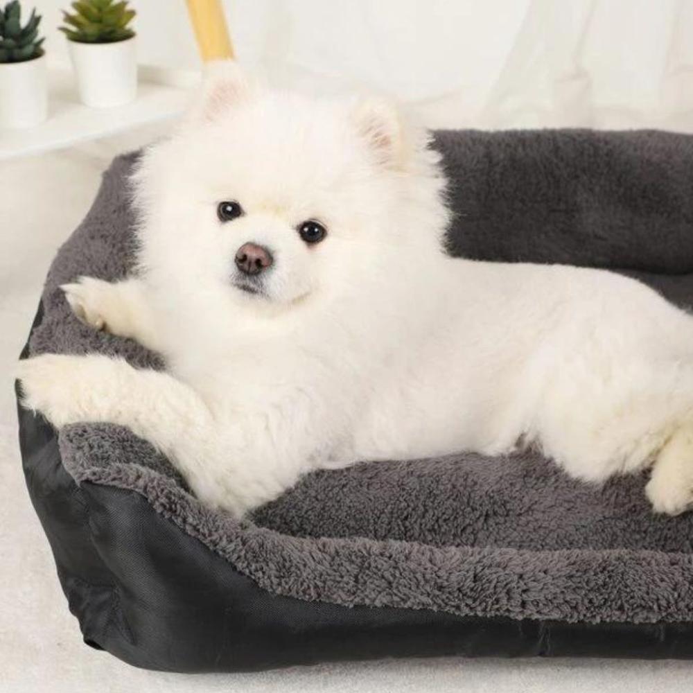 Washable Pet Bed Square L Size Comfy - Black and Dark Grey