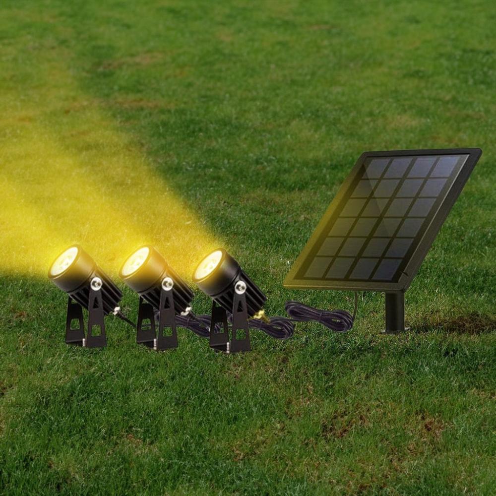 Solar Garden Lights with 3 Set LED Spotlights (Warm White)