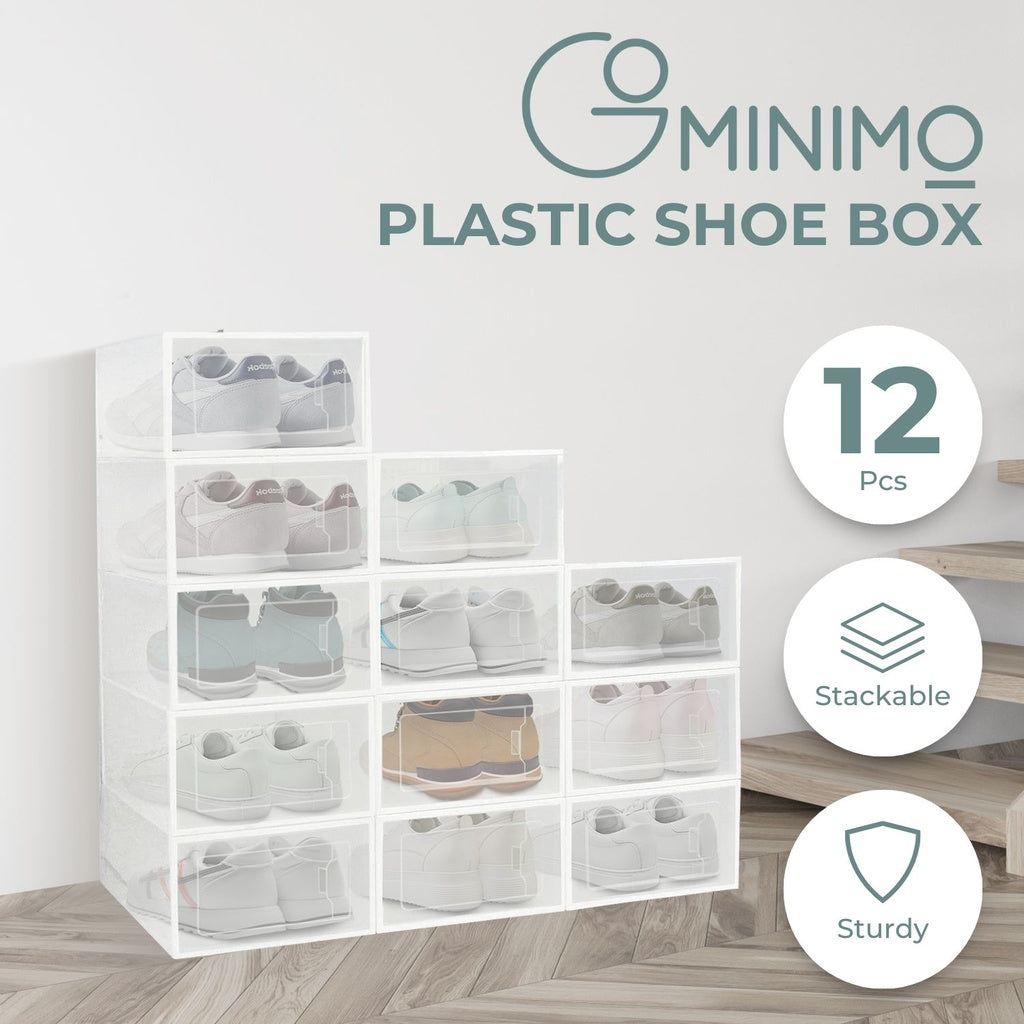 Premium 12PCS Medium Size Plastic Shoe Box (White)