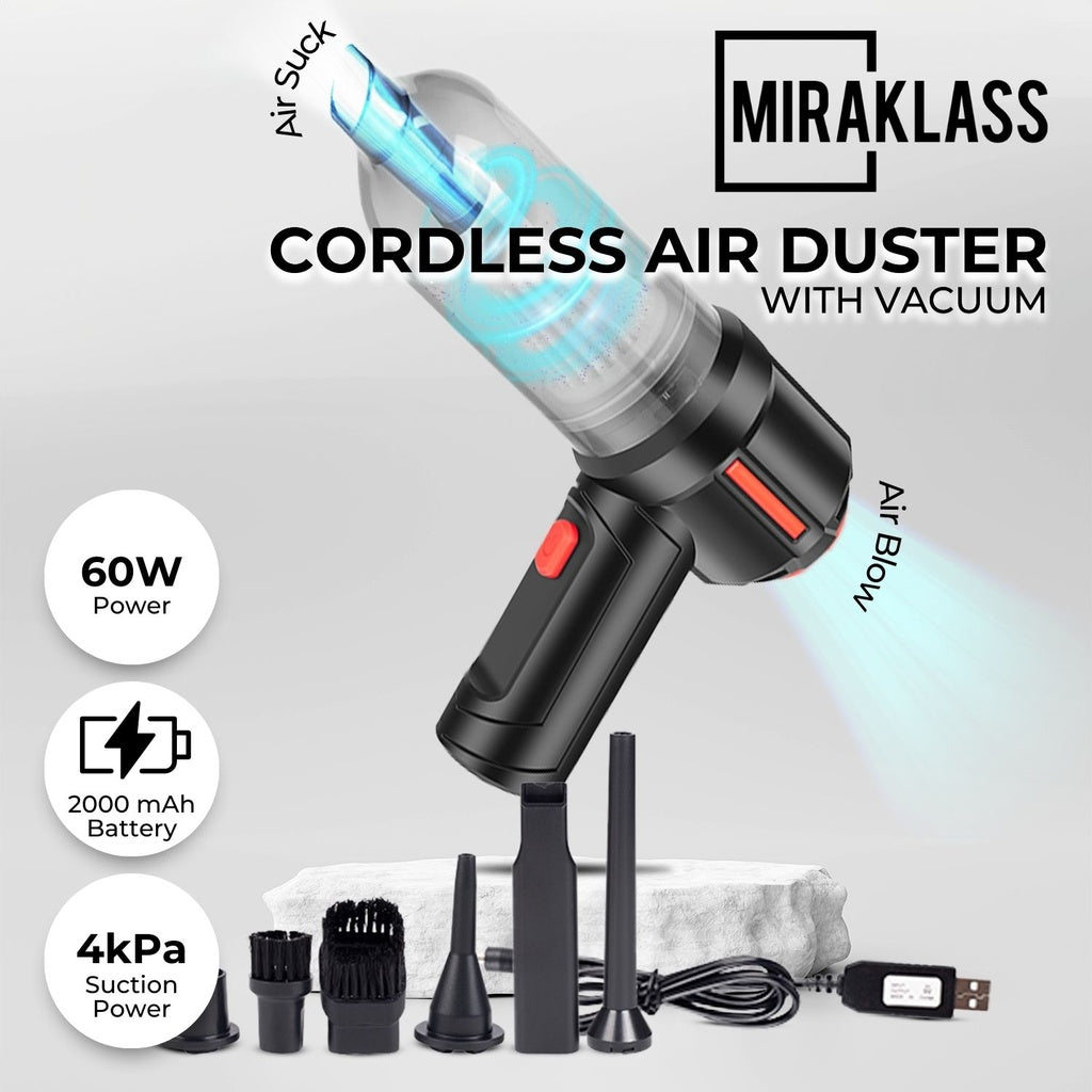 Cordless Air Duster with Vacuum (Black)