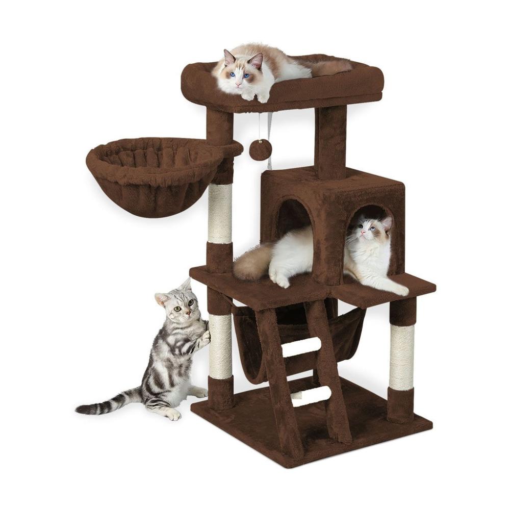 Plush Cat Condo Cat Tree - Brown 104cms