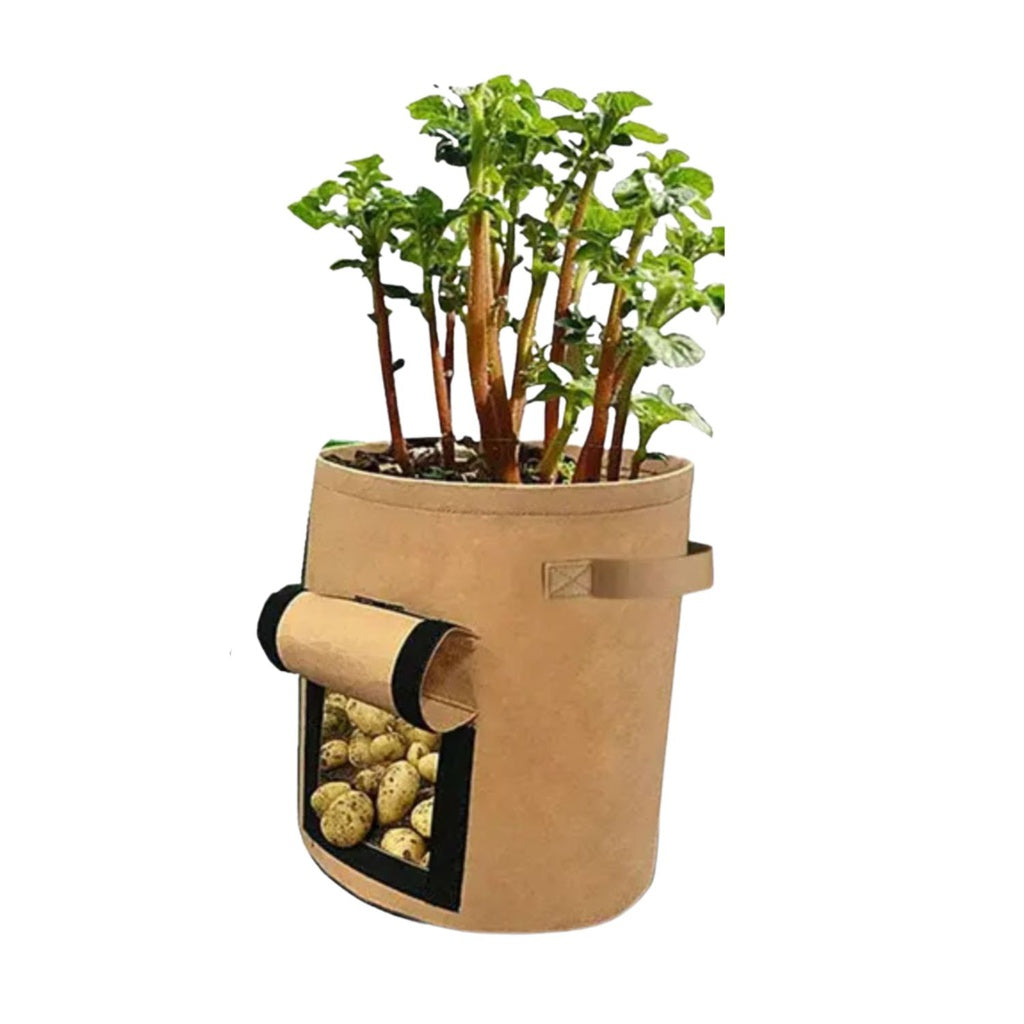 7 Gallon Plant Grow Bags with Window Flap (Brown) - Pack of 5