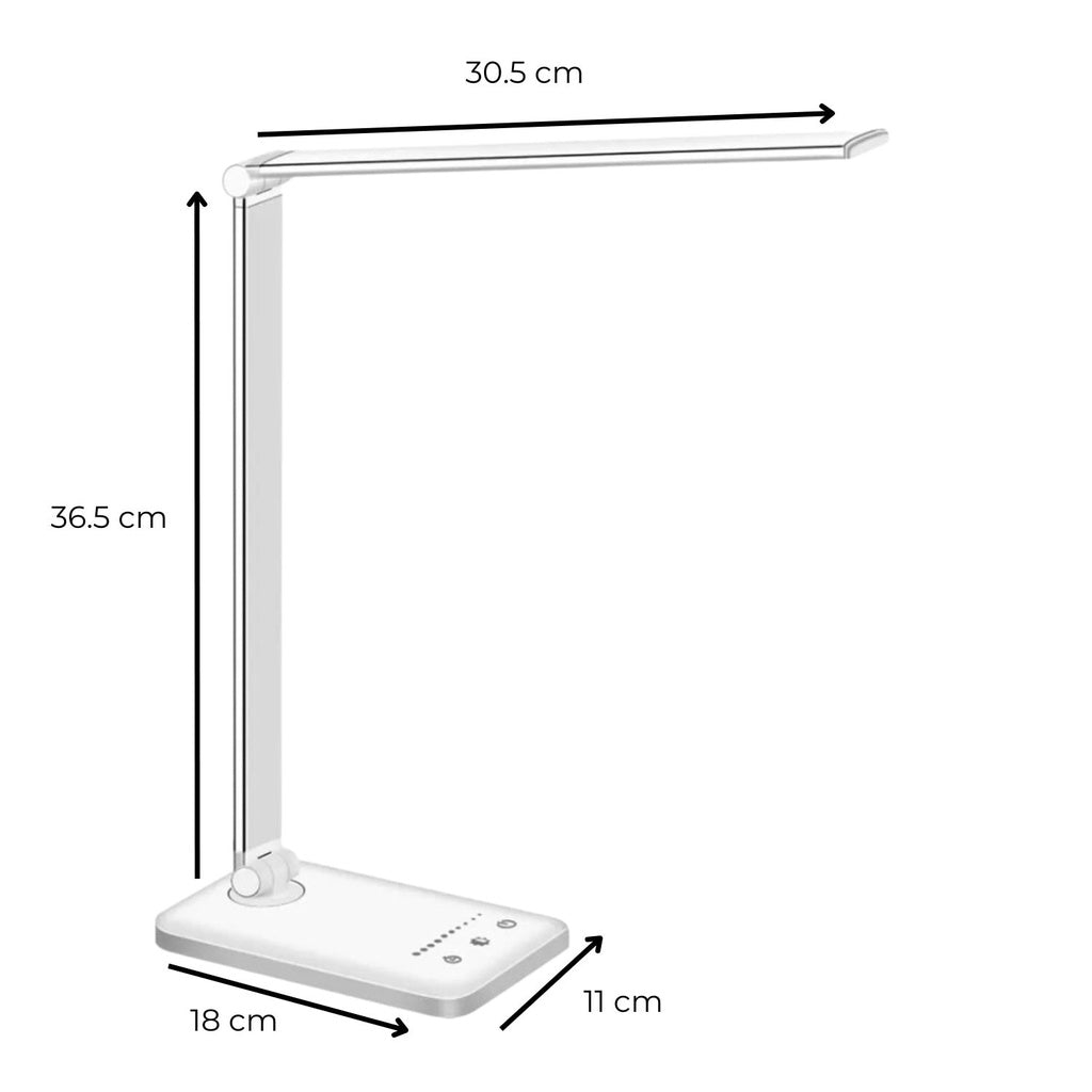 LED Desk Lamp with Wireless Charger & USB Charging Port (White)