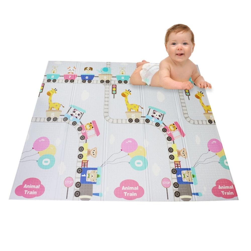 Baby Foam Reversible Playmat 200x180x1cm (Animal Tree & Train)