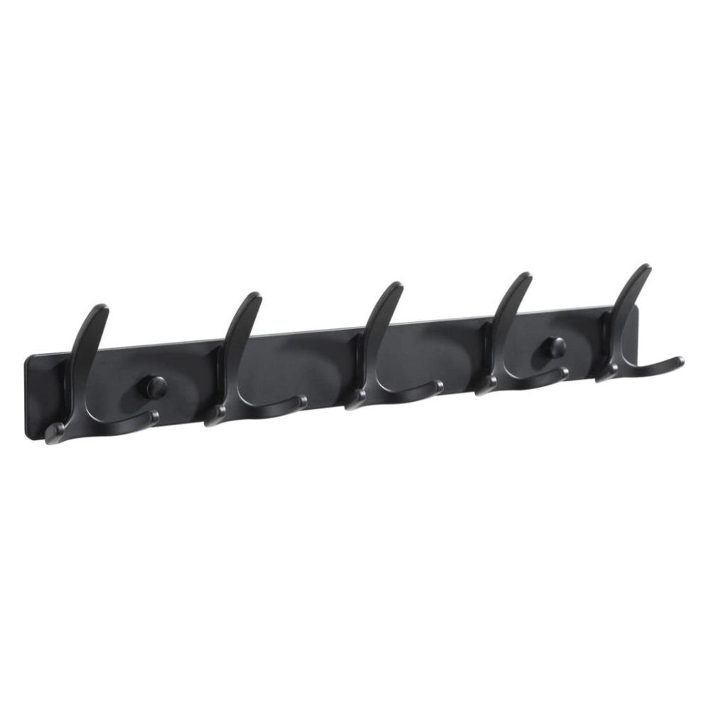 Wall Mounted 5 Hooks Rail - Black