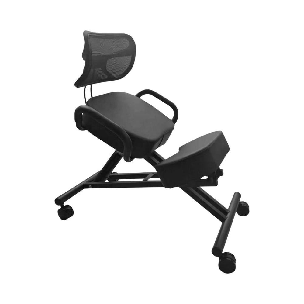 Adjustable Ergonomic Office Kneeling Chair with Backrest (Black)