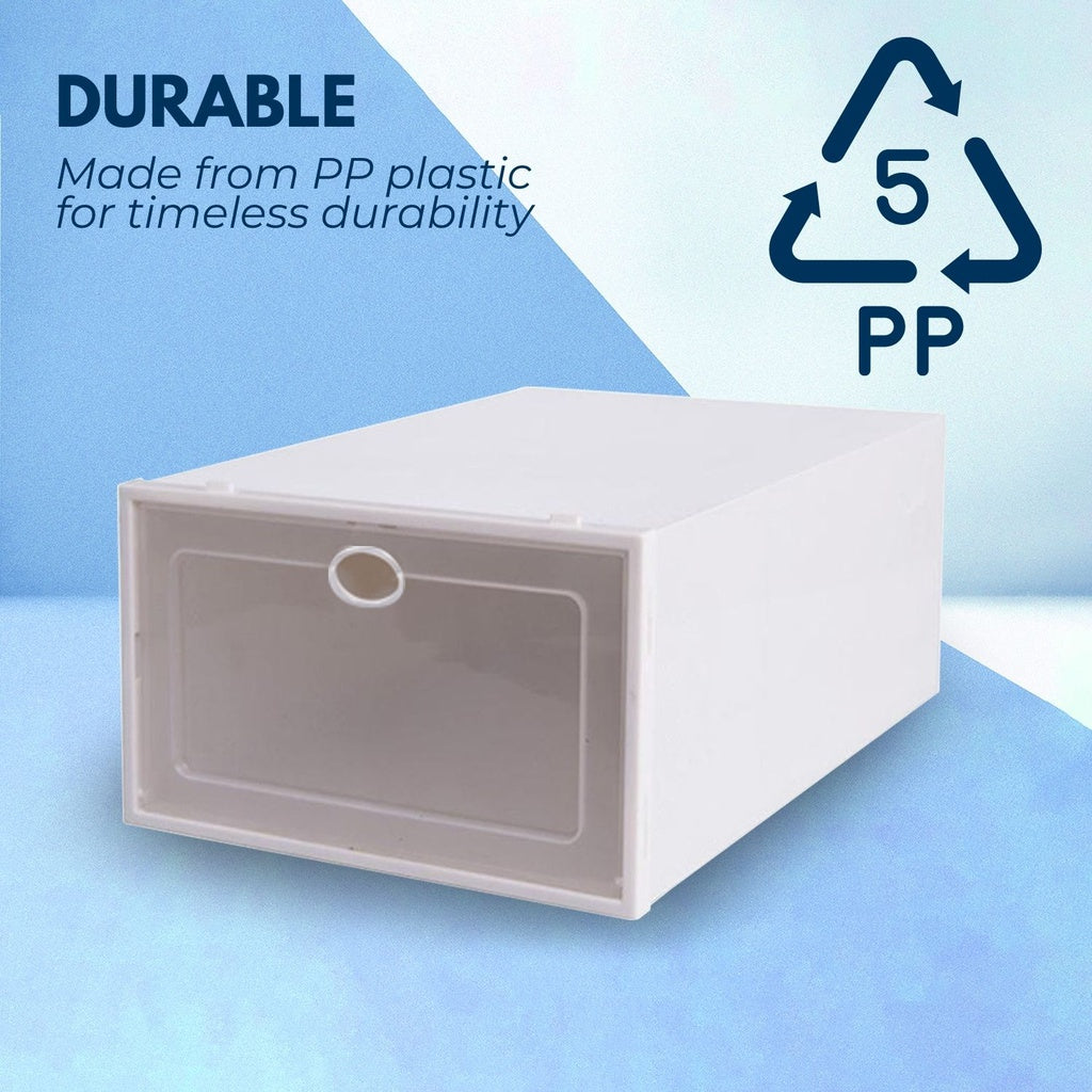 Space-Saving Plastic Shoe Box 24 pcs (White)