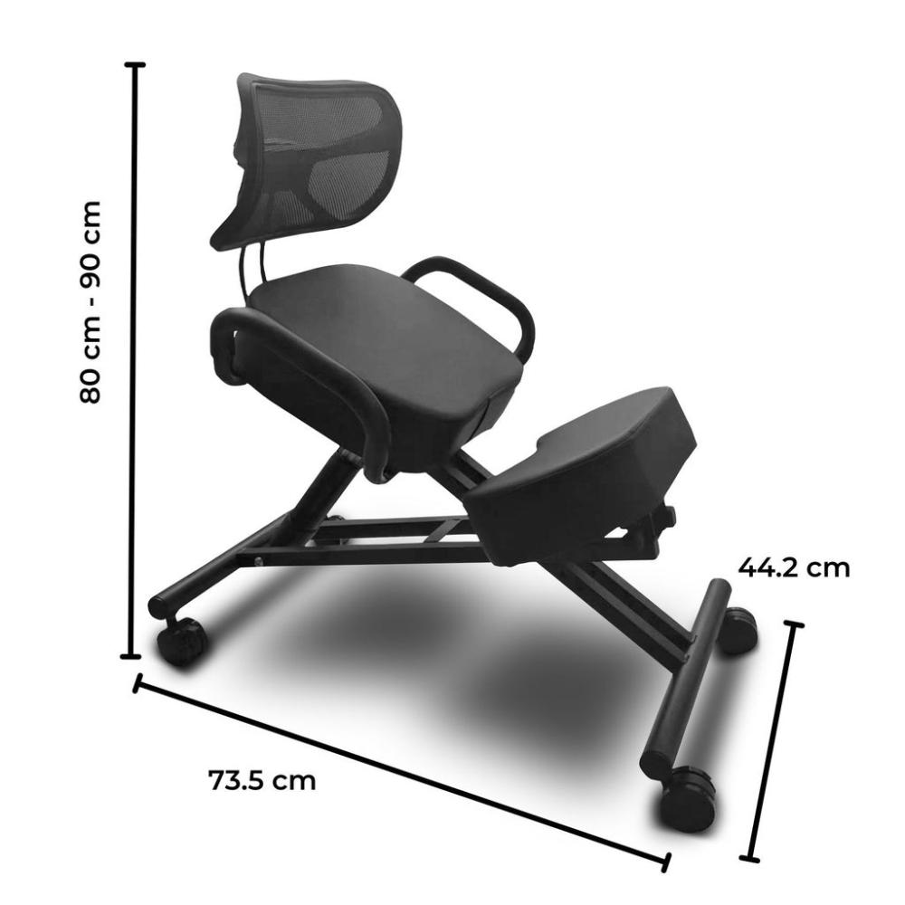 Adjustable Ergonomic Office Kneeling Chair with Backrest (Black)