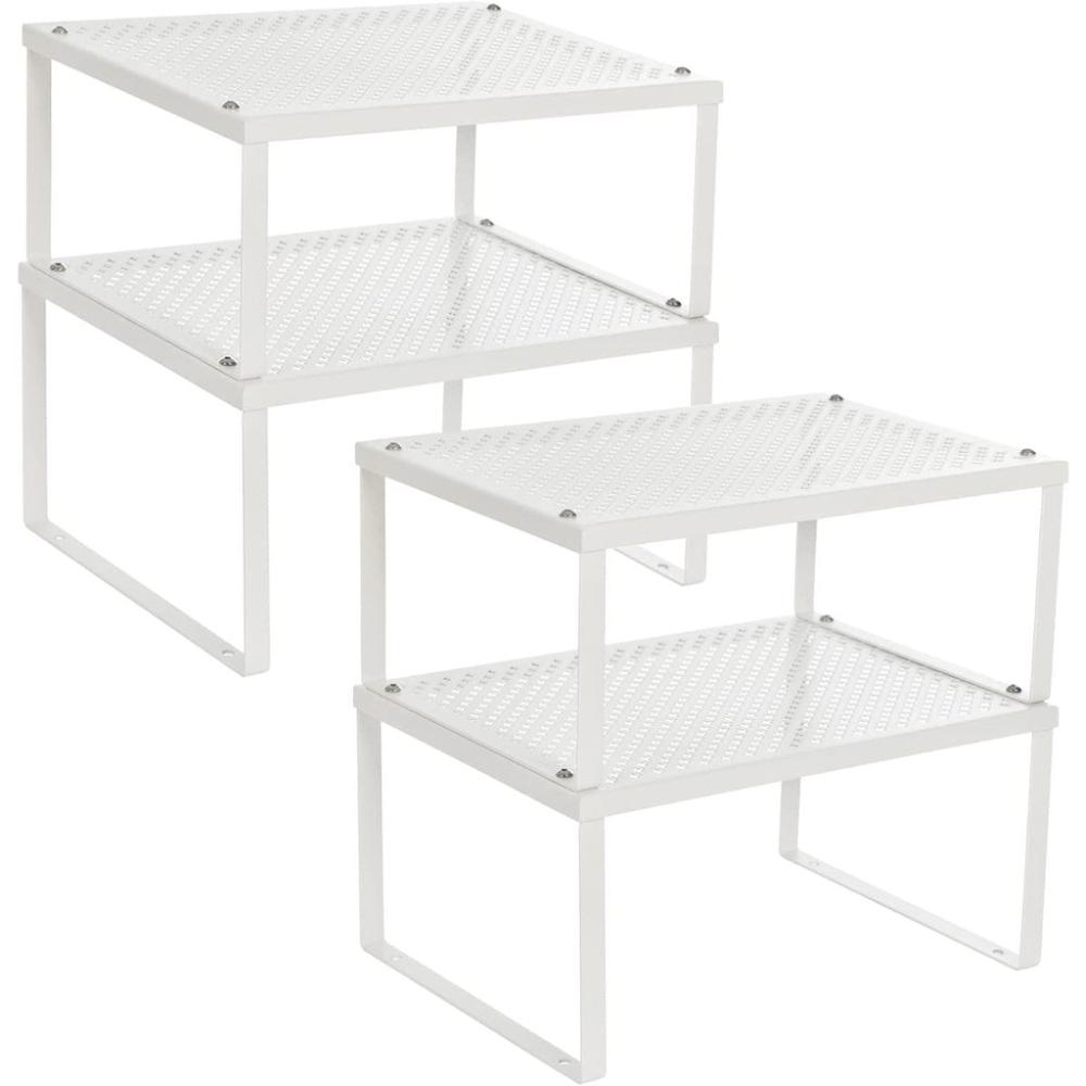 Metal Kitchen Cabinet Shelf Organizers Set of 4 - White