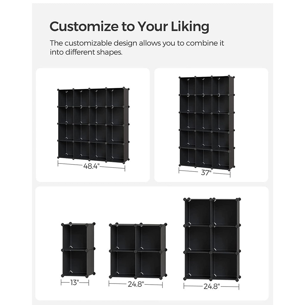 16 Cube Storage Organizer Storage - Black