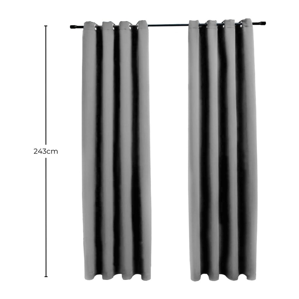 Set of 2 Thermal Insulated Blackout Window Curtains W132cm x D243cm - Light Grey