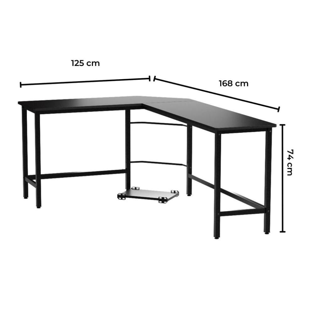 L-Shaped Corner Computer Desk with CPU Stand (Black)