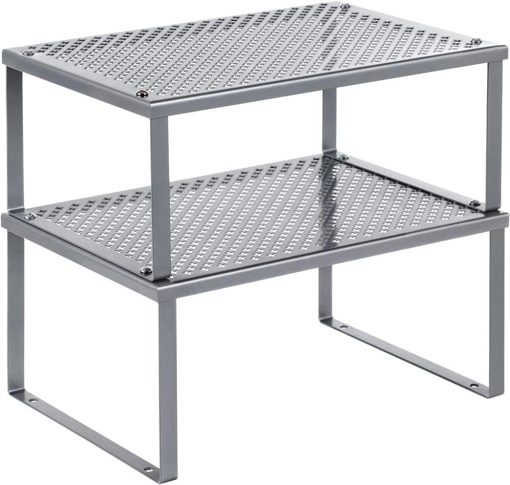 Metal Kitchen Cabinet Shelf Organizers Set of 2 - Silver