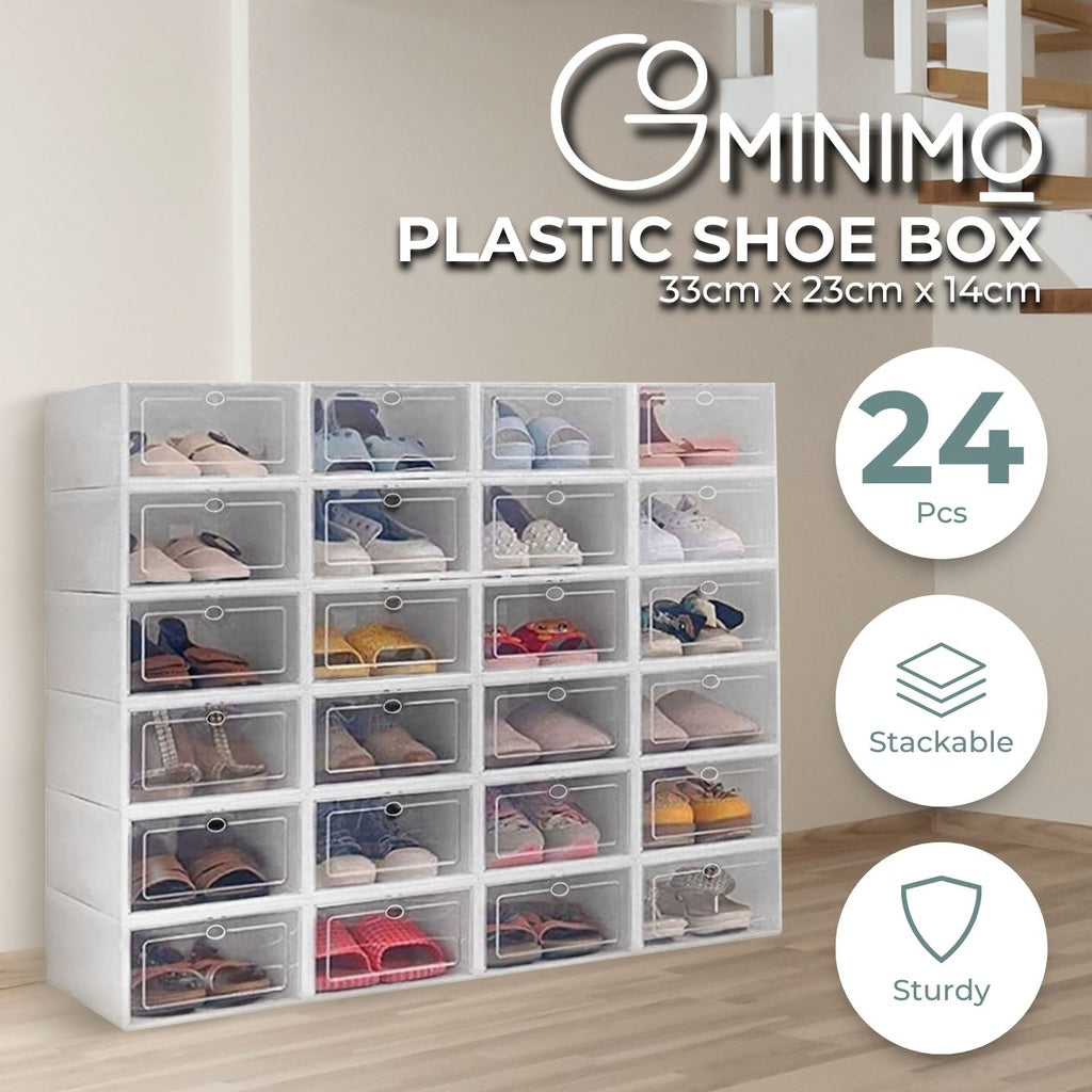 Space-Saving Plastic Shoe Box 24 pcs (White)