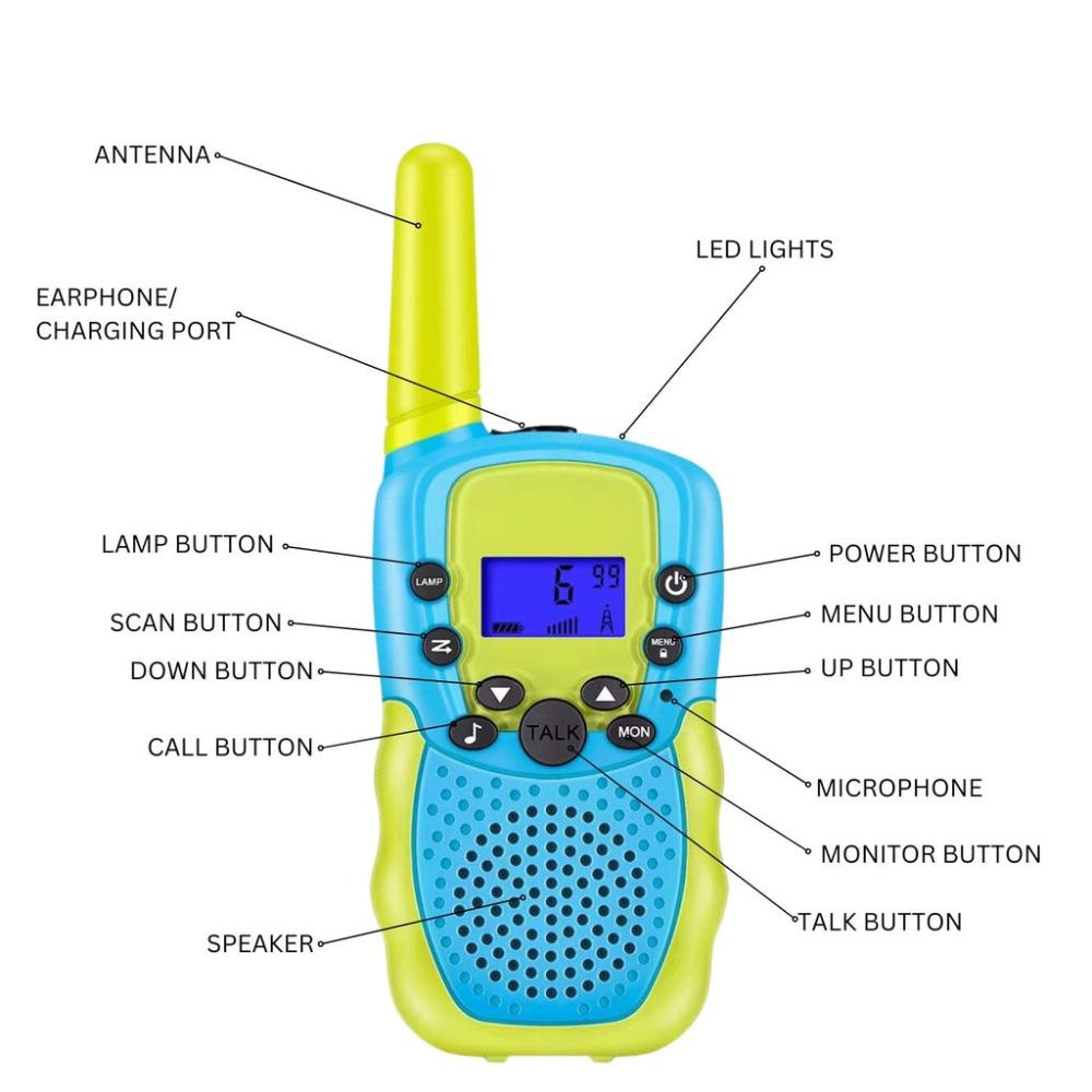 2 Pack Walkie Talkies LCD Screen with 40 Channels (Blue and Green)