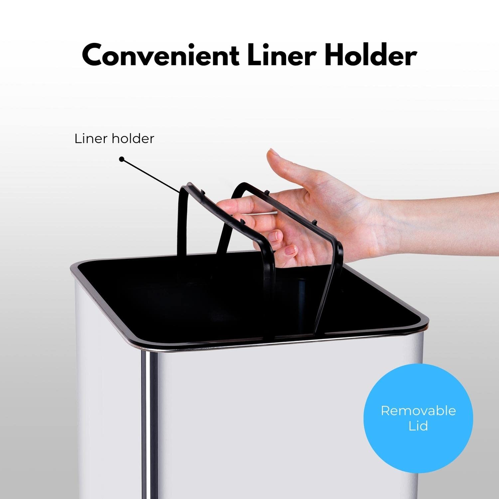 Wide Silver Square Sensor Bin - 50L