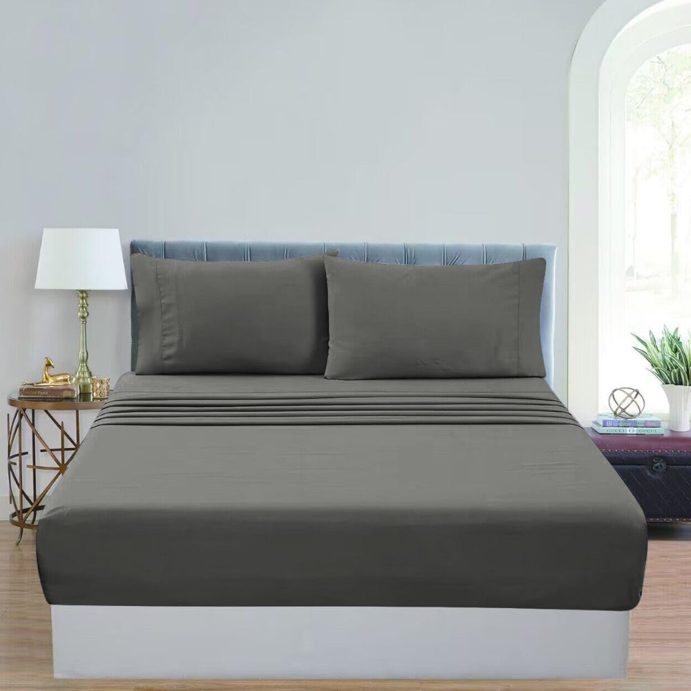 2000 Thread Count Ultra Soft Microfiber 4 Pcs Bed Sheet Set - King (Grey)