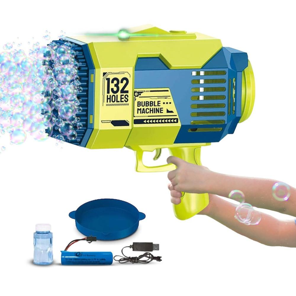 132 Holes Bubbles Machine Gun for Kids (Dark Blue and Green)