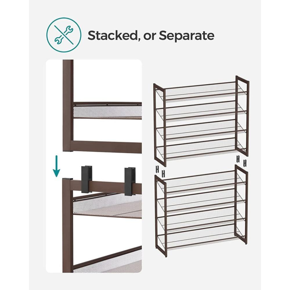 8-Tier Shoe Rack Storage 32 pairs with Adjustable Shelves