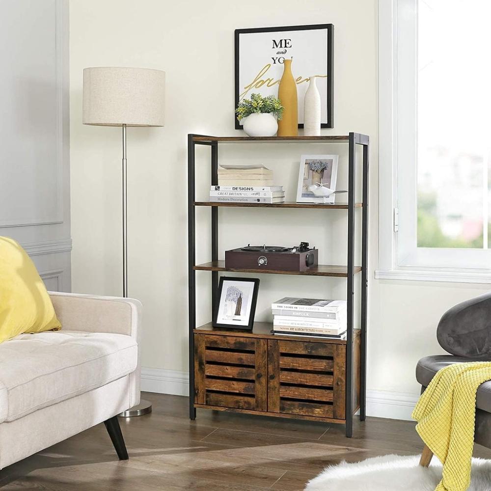 Floor Standing Storage Cabinet Bookshelf - Rustic Brown