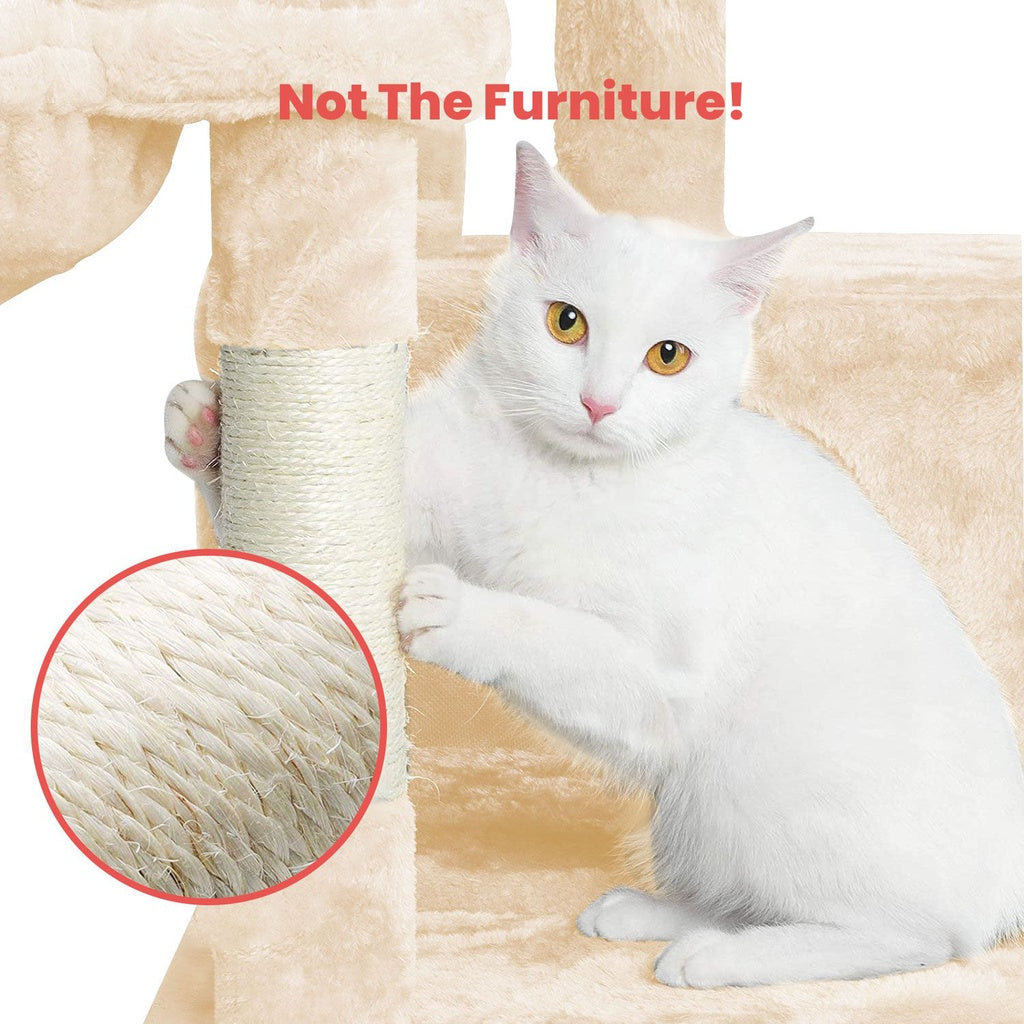 Plush Cat Condo Cat Tree Beige - 150cms