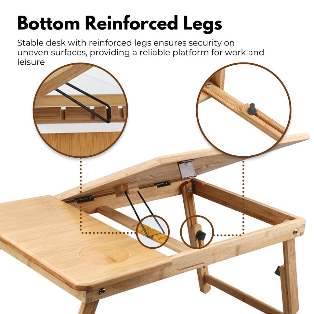 Foldable Bamboo Laptop Bed Desk and Folding Legs