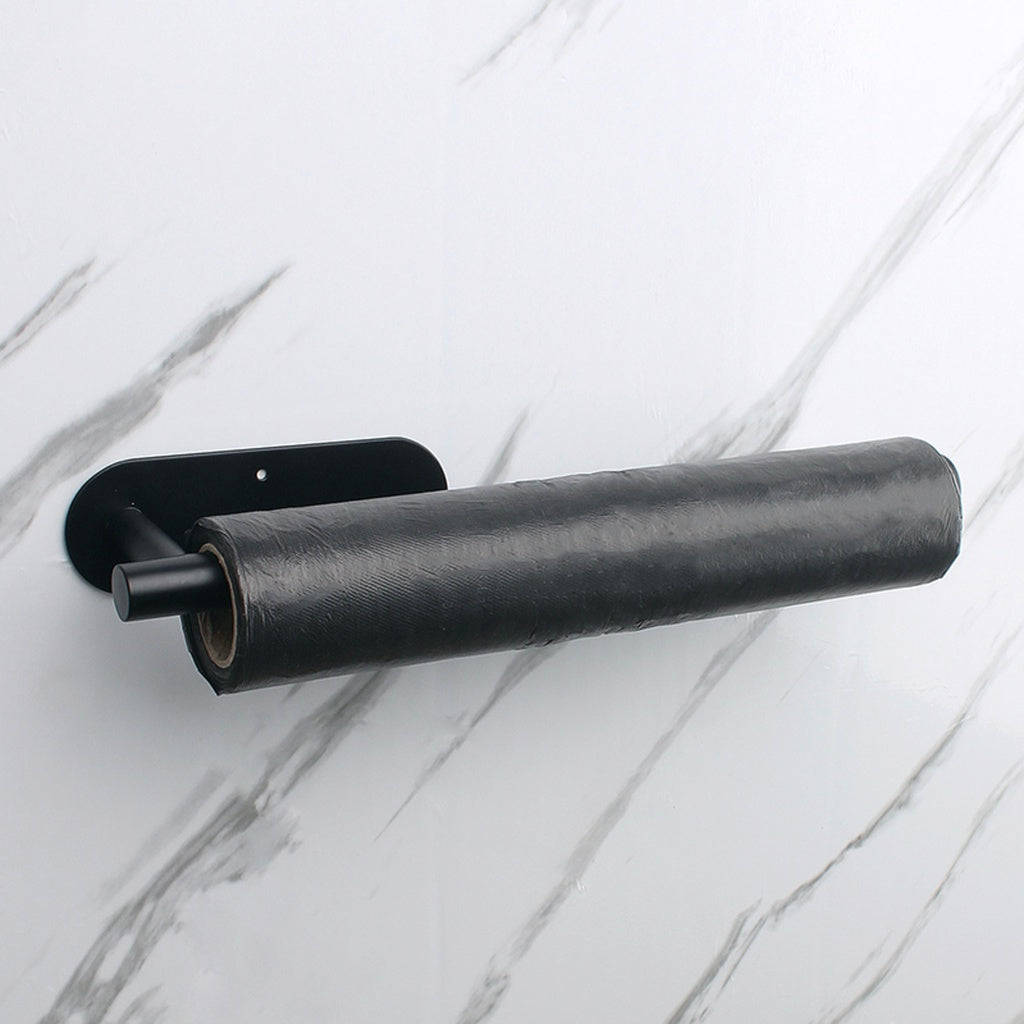 Self-Adhesive or Drilling Paper Towel Holder Wall Mount (Black)