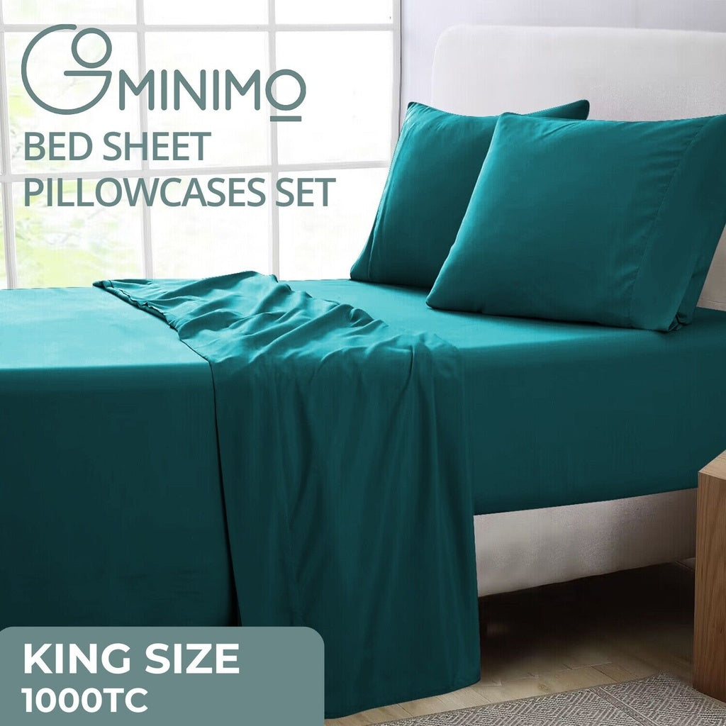 1000 Thread Count Ultra Soft Microfiber 4 Pcs Bed Sheet Set - King (Teal)