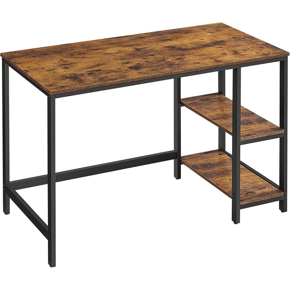 Computer Desk with 2 Shelves - Rustic Brown and Black