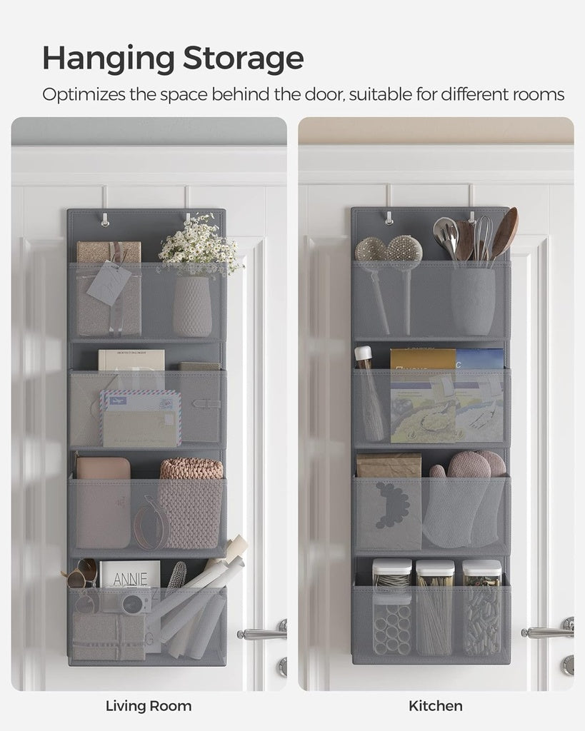 Hanging Closet Organizers and Storage with 4 Compartments - Grey