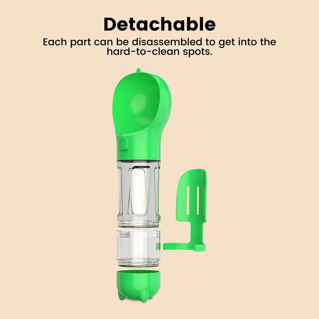 Portable 4 in 1 Pet Scooper and Feeder - Green