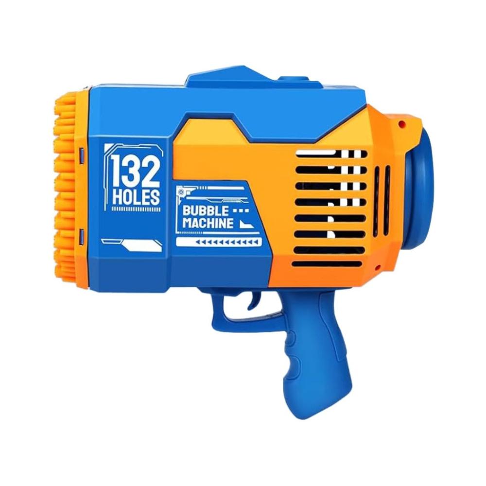 132 Holes Rechargeable Bubbles Machine Gun (Orange and Blue)