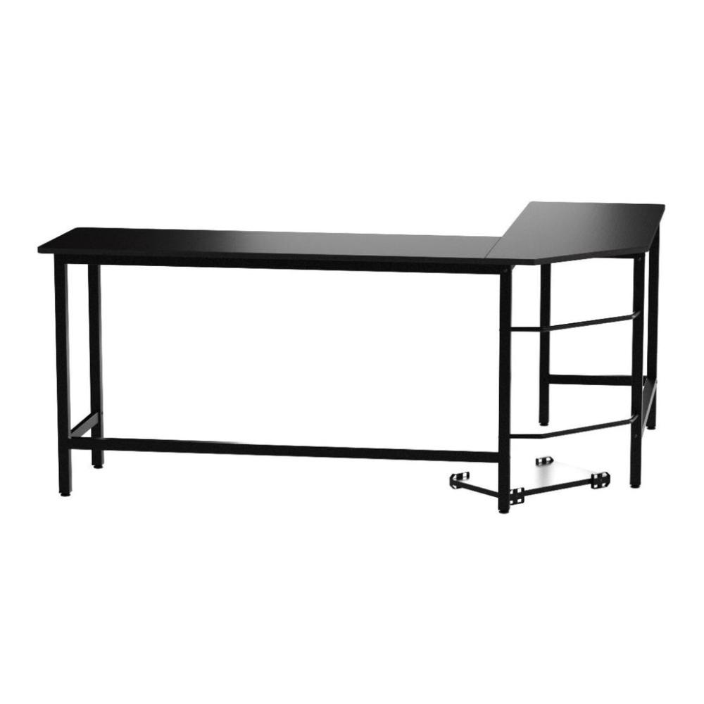 L-Shaped Corner Computer Desk with CPU Stand (Black)