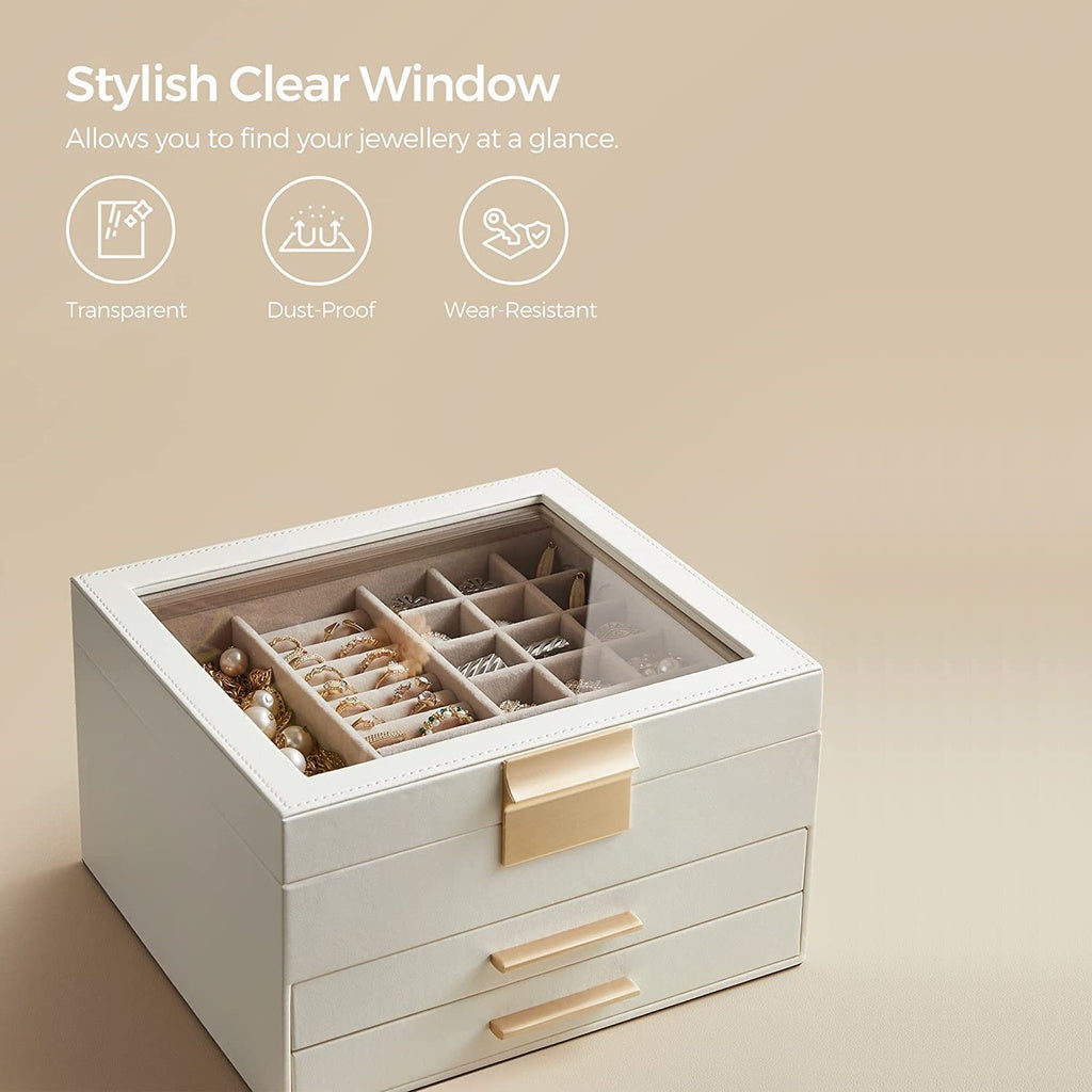 Jewelry Box 3-Layer with 2 Drawers - Cloud White