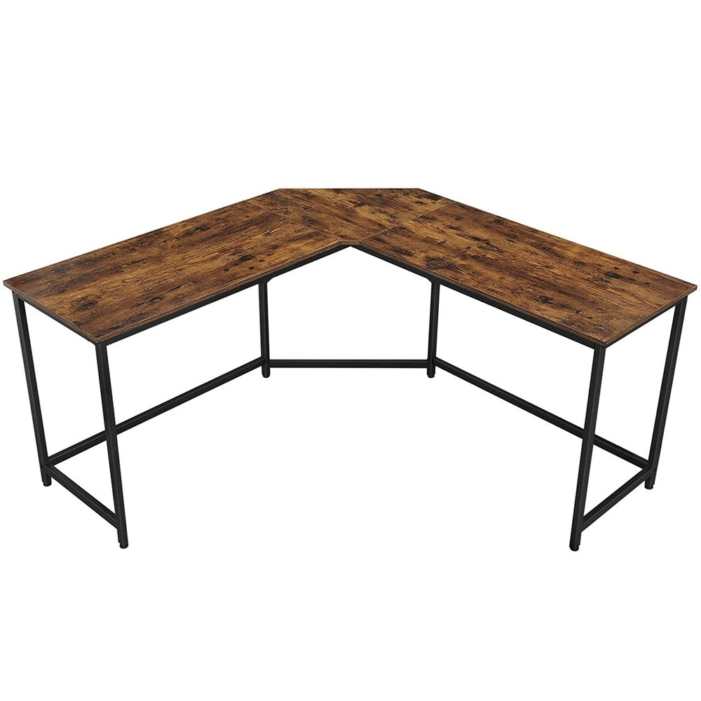 L-Shaped Computer Desk - Rustic Brown and Black